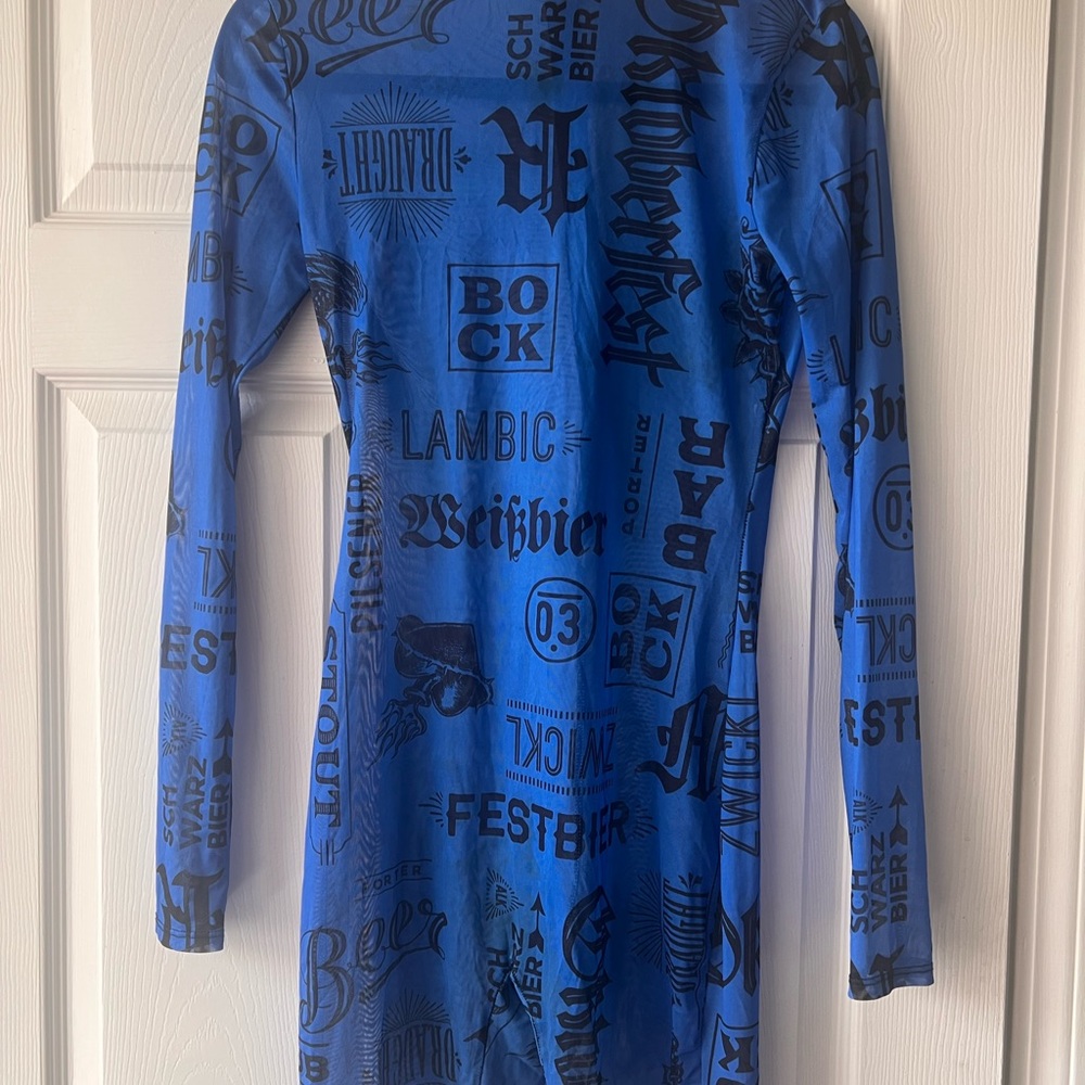 Fashion Nova Black and Blue Graphic Dress